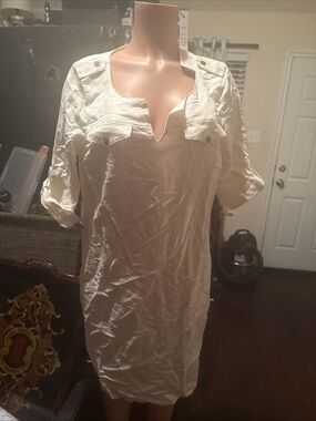 Banana Republic Cream Button-Detail Tunic